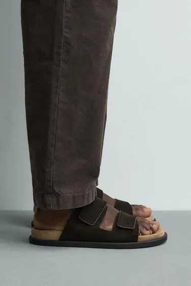 Кожаные сандалии с двумя ремешками- Заказать в России