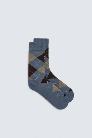 Носки с ромбами и шерстью- Заказать в России