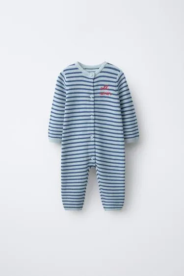 Комбинезон в полоску с вышитой надписью- Заказать в России