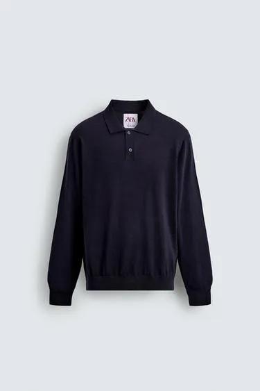 Поло классического кроя из смесовой шерсти