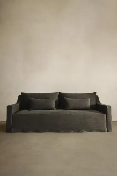 Диван с съемным чехлом из выстиранного льна