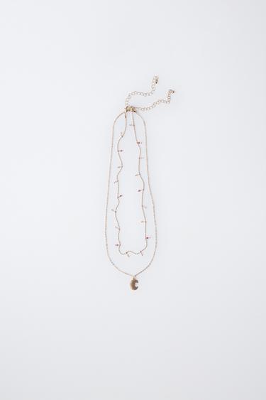 Zara Набор из двух цепочек с подвеской «круассан»