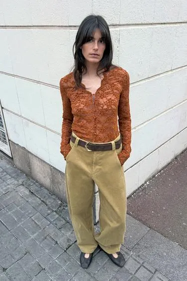 Кружевной топ с пуговицами