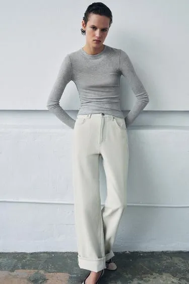 Полупрозрачный трикотажный топ- Заказать в России