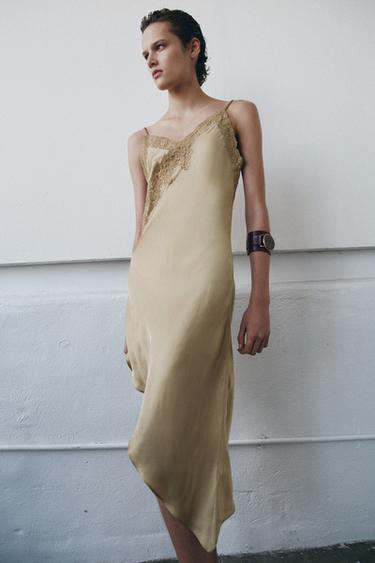 Zara Асимметричное атласное платье из коллекции ZW