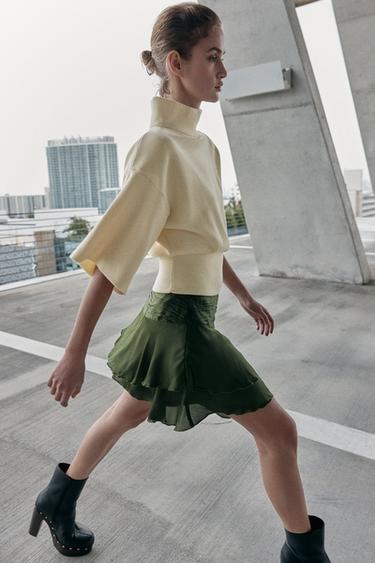 Zara Вязаный джемпер с коротким рукавом и подплечниками