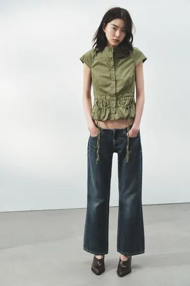 Топ из габардина с карманами- Заказать в России