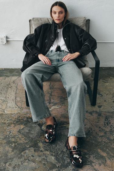 Zara Мокасины из кожи с животным принтом купить с доставкой.