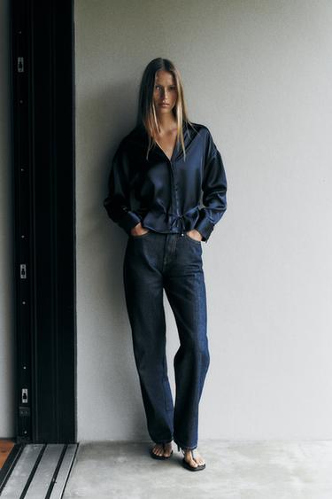 Zara Атласная блузка с тонким поясом