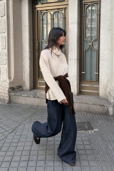 Zara Толстовка из интерлока с эффектом потертости купить с доставкой.