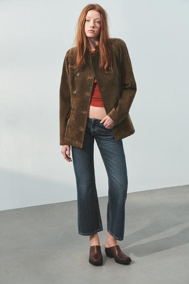 Zara Приталенная куртка из 100% замши