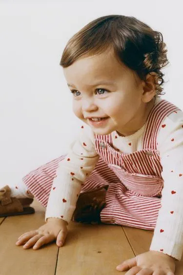 Длинный комбинезон из твила в полоску с сердцем