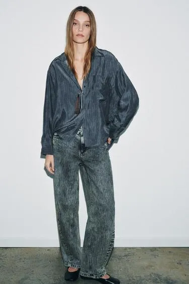 Свободная рубашка оверсайз в полоску — коллекция ZW