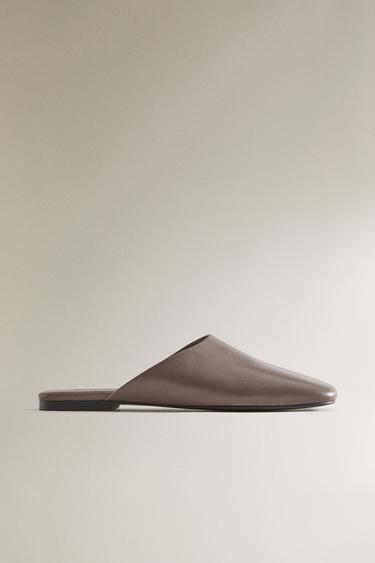 Zara Кожаные сабо с квадратным носком