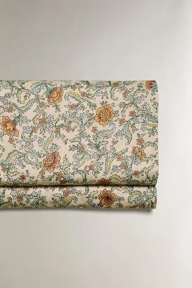 Простыня с набивным цветочным узором (300 нитей)- Заказать в России