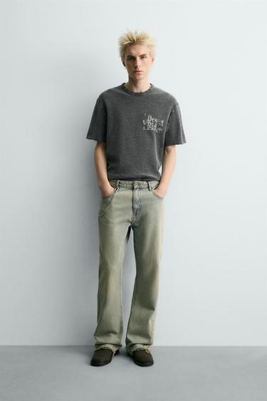 Zara Трикотажная футболка с контрастным принтом