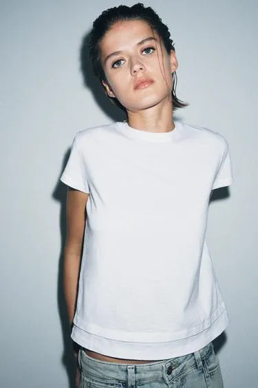 Футболка с короткими рукавами и двойным низом- Заказать в России