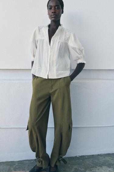 Zara Романтическая рубашка из хлопка — ZW COLLECTION