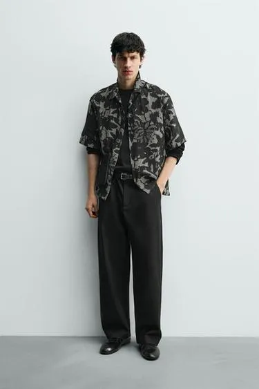 Рубашка из струящейся ткани с комбинированным принтом- Заказать в России