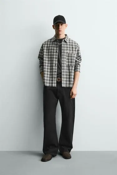 Рубашка из фланели в клетку с вышивкой