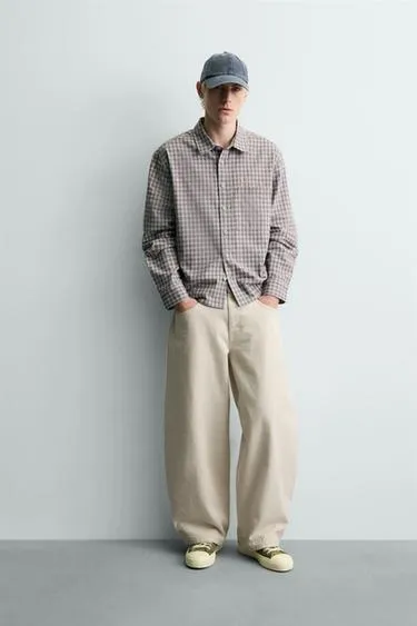 Рубашка в клетку из фланели с вышивкой