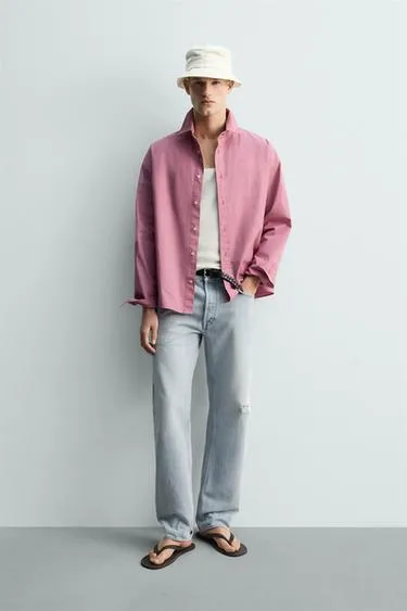 Рубашка из хлопка с эффектом стирки