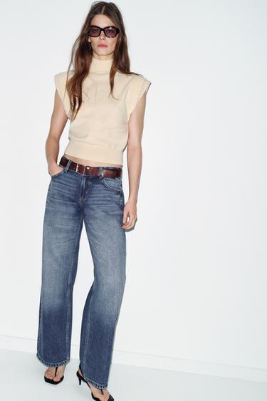 Zara Трикотажный топ с акцентированными плечами