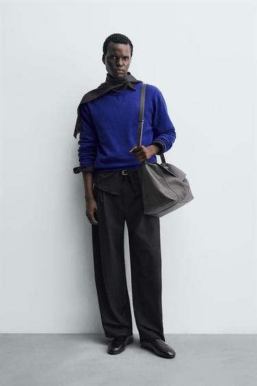 Zara Брюки со складками и шерстью купить с доставкой.