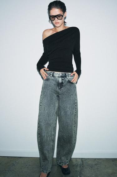 Zara Топ асимметричного кроя из мягкой ткани купить с доставкой.