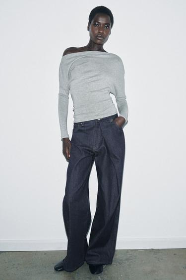 Zara Топ асимметричного кроя из мягкой ткани купить с доставкой.