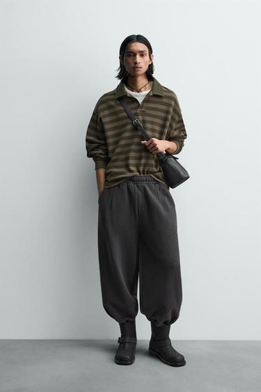 Zara Поло-рубашка в полоску из пике ZARA