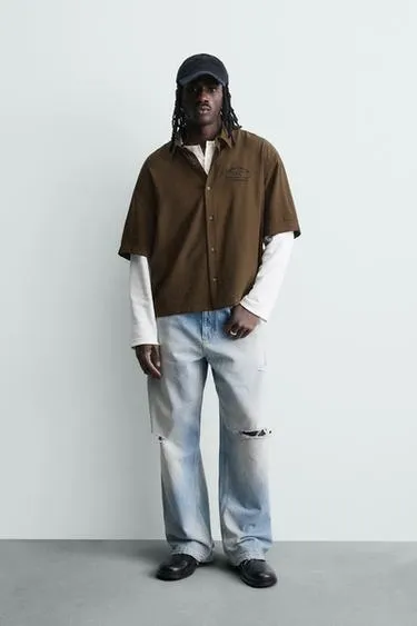 Рубашка с вышивкой и свободным кроем- Заказать в России