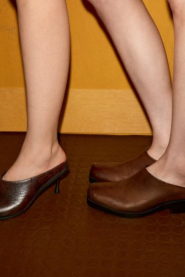 Zara Кожаные сабо с эффектом потертости