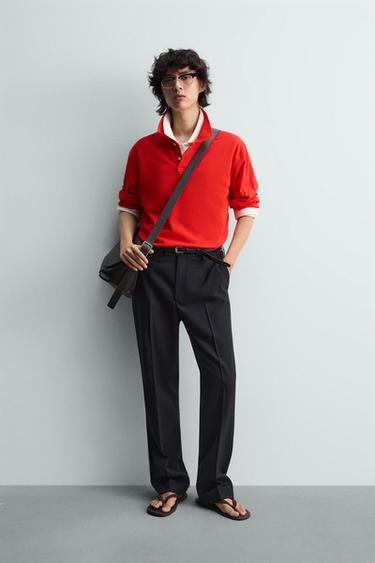 Zara Поло классического кроя из рельефного пике