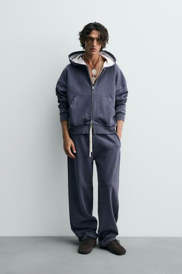 Zara Худи с капюшоном и вафельной ткани