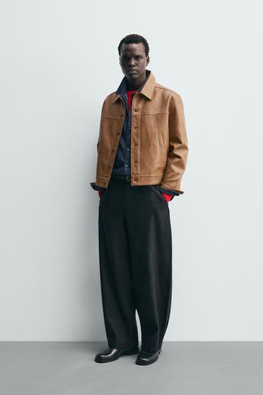 Zara Куртка-рубашка классического кроя из искусственной кожи