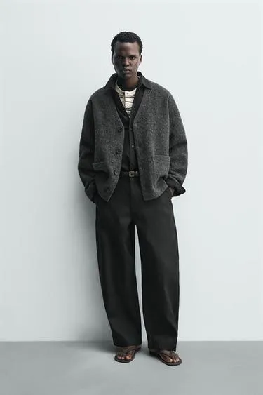 Кардиган из рельефной ткани с шерстью