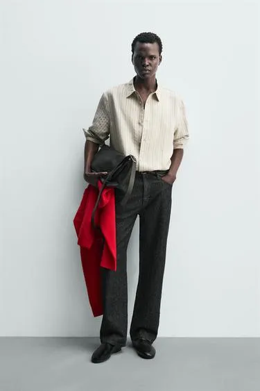 Рубашка свободного кроя в полоску- Заказать в России