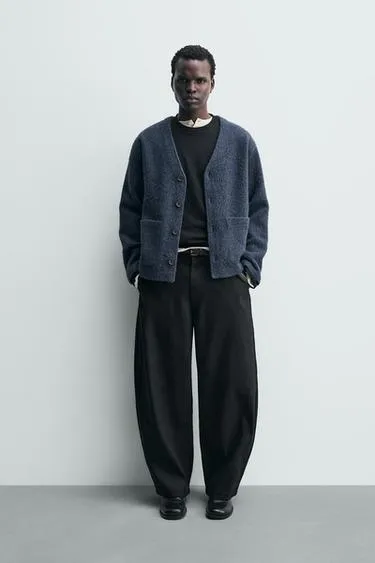 Кардиган из рельефной ткани с шерстью