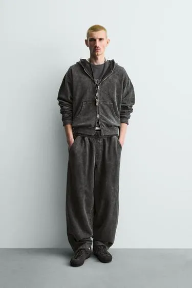 Толстовка с эффектом потертости на молнии с капюшоном