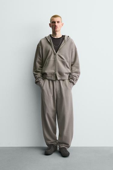 Zara Худи с эффектом потертости на молнии