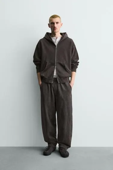 Толстовка с эффектом потертости на молнии с капюшоном