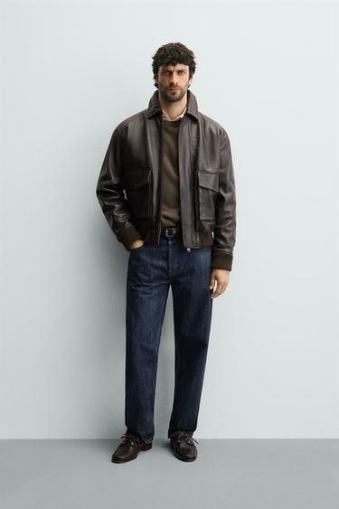 Zara Куртка кожаная с карманами