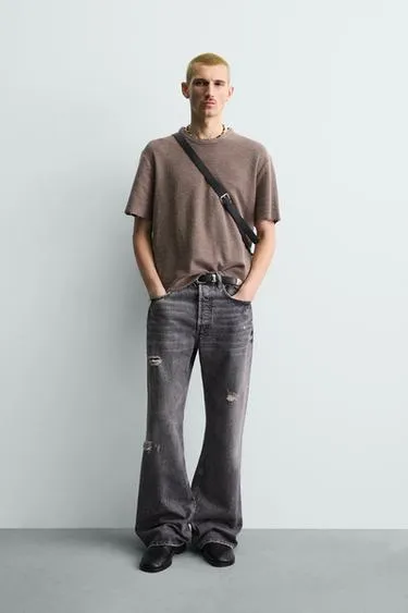 Футболка с узором из однотонного вязаного хлопка