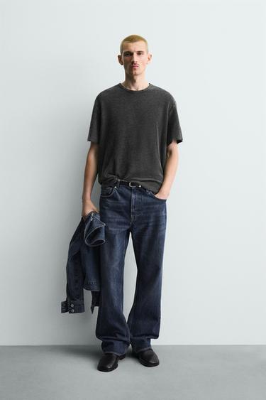 Zara Майка из вязаного хлопка с эффектом потертости