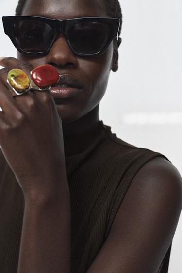 Zara Набор из 2 крупных колец с камнями