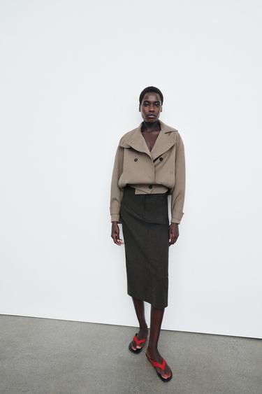 Zara Прямая юбка миди — ZW COLLECTION