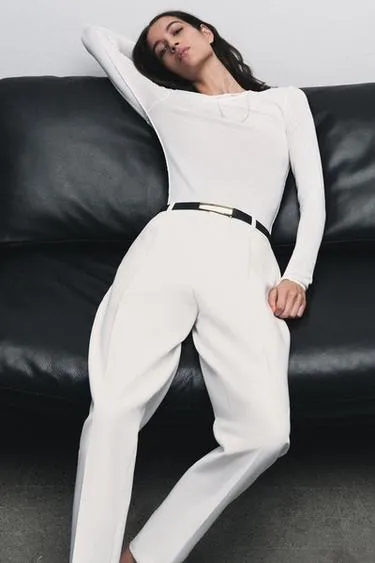 Прямые брюки с поясом