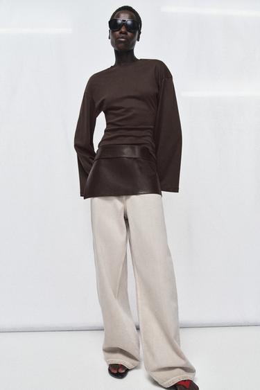 Zara Кожаный ремень-юбка (100% кожа)