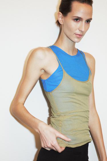 Zara Топ на тонких бретельках из хлопка SUPIMA®